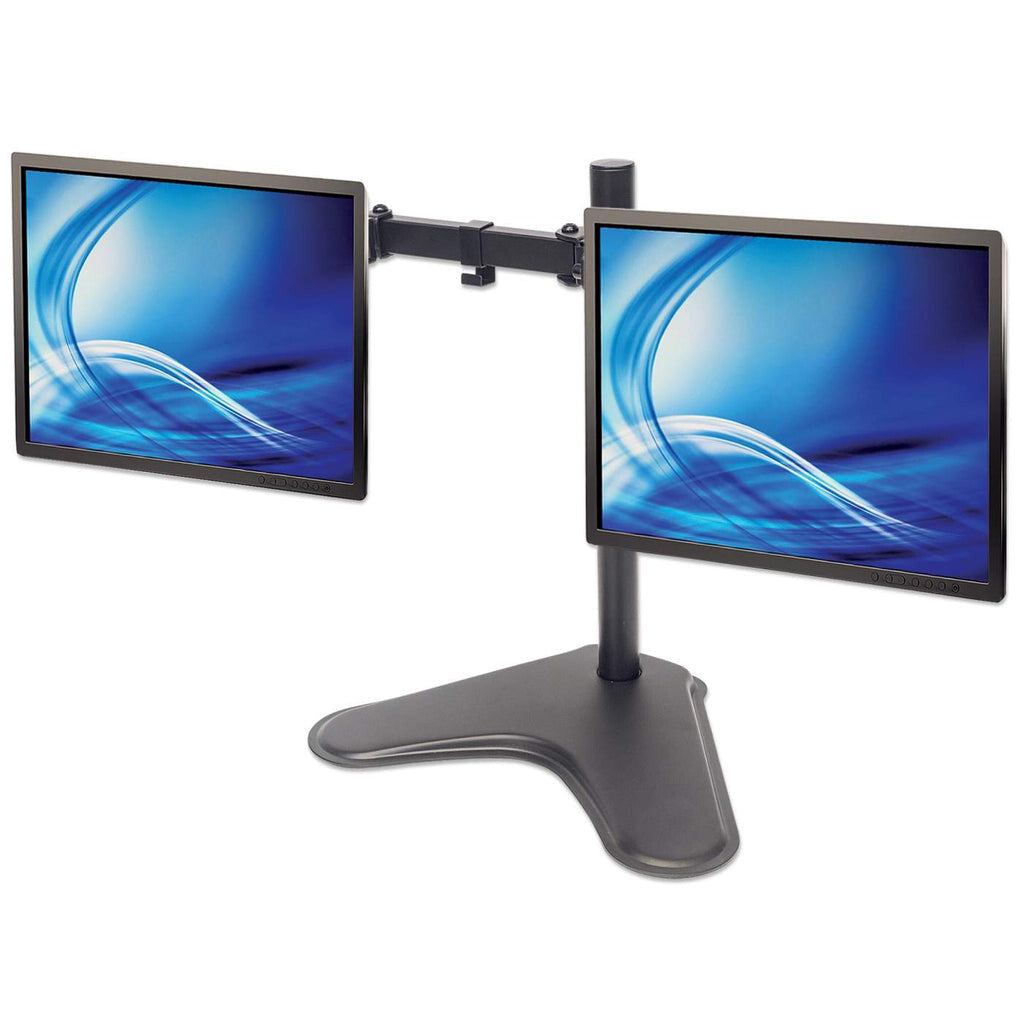 Manhattan Dual Desk Mount for TV & Monitors (Full Motion), For screens: 10-27", Stand Assembly, VESA compatability: 75x75 and 100x100mm - check the dimensions of the four mounting holes on back of screen to ensure it fits, Max 8kg (each), Black, Bracket