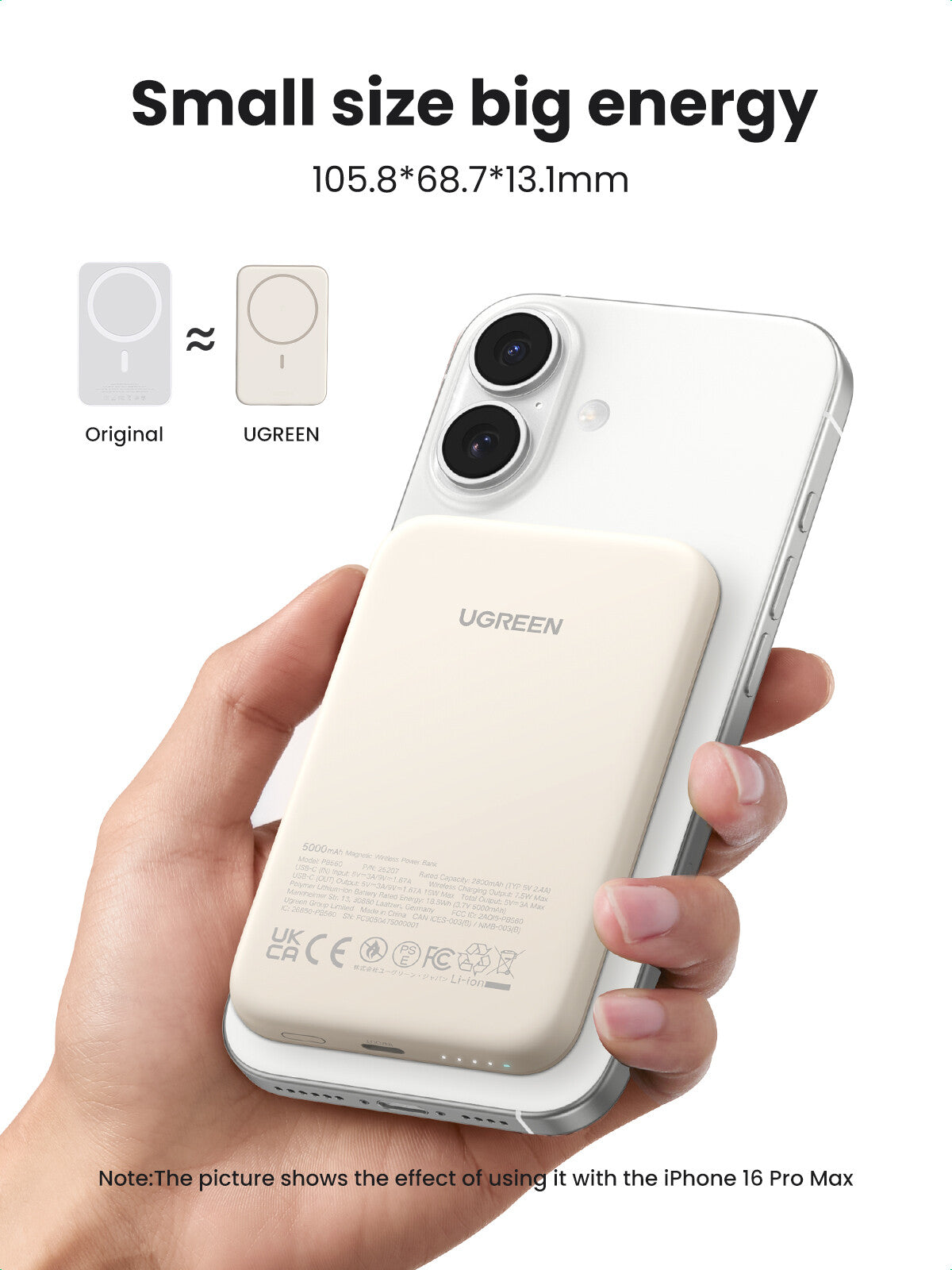 Ugreen 25207 power bank 5000 mAh Wireless charging Black