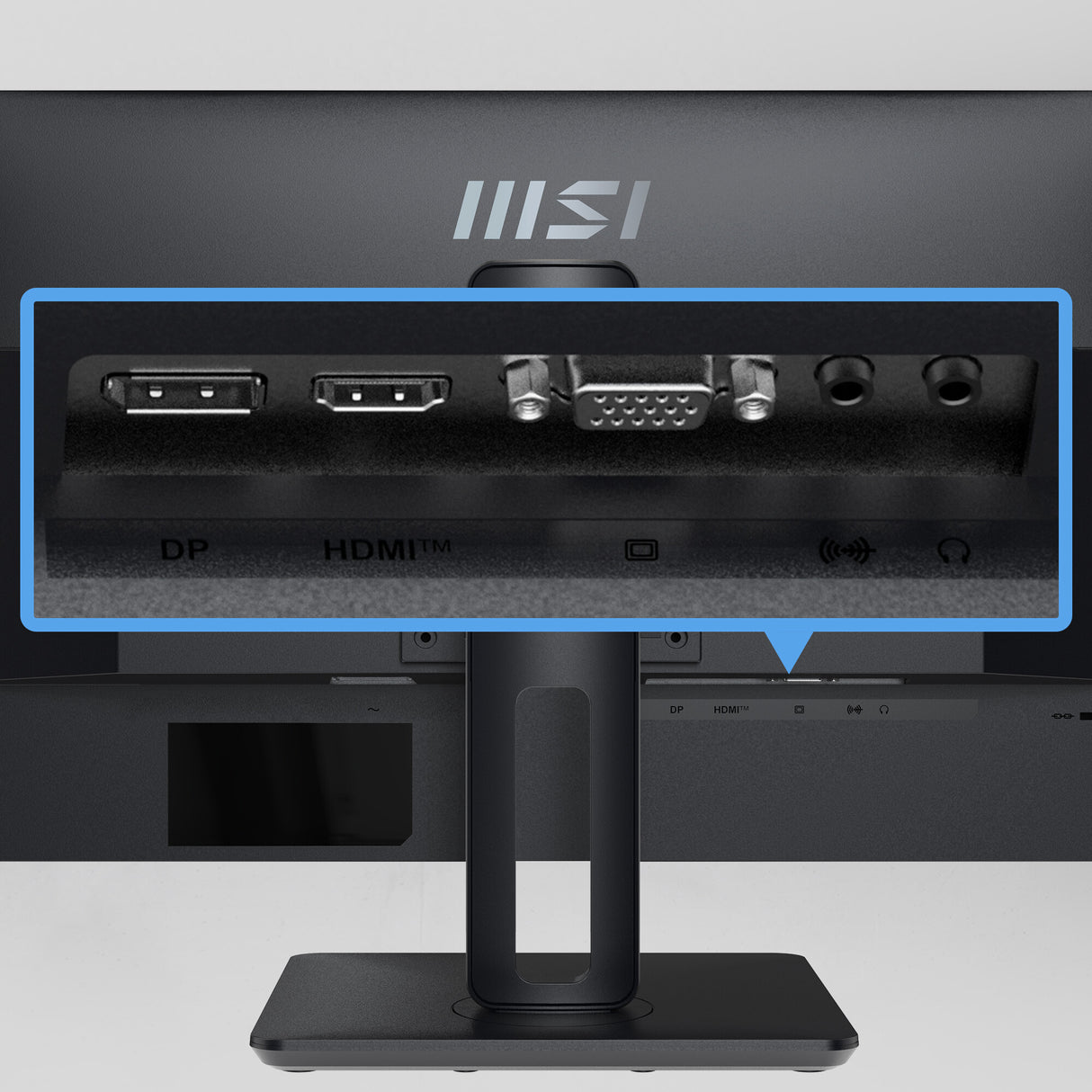MSI Pro MP245PG 24 Inch Monitor, FHD (1920 x 1080), 100Hz, IPS, 1ms, 1x HDMI 1.4b, 1x DP 1.2a output, 1x D-Sub(VGA), Built-in Speakers, Anti-Glare, Anti-Flicker, Less Blue light, TÜV Certified, VESA, Kensington, 4-way adjustable stand, Black