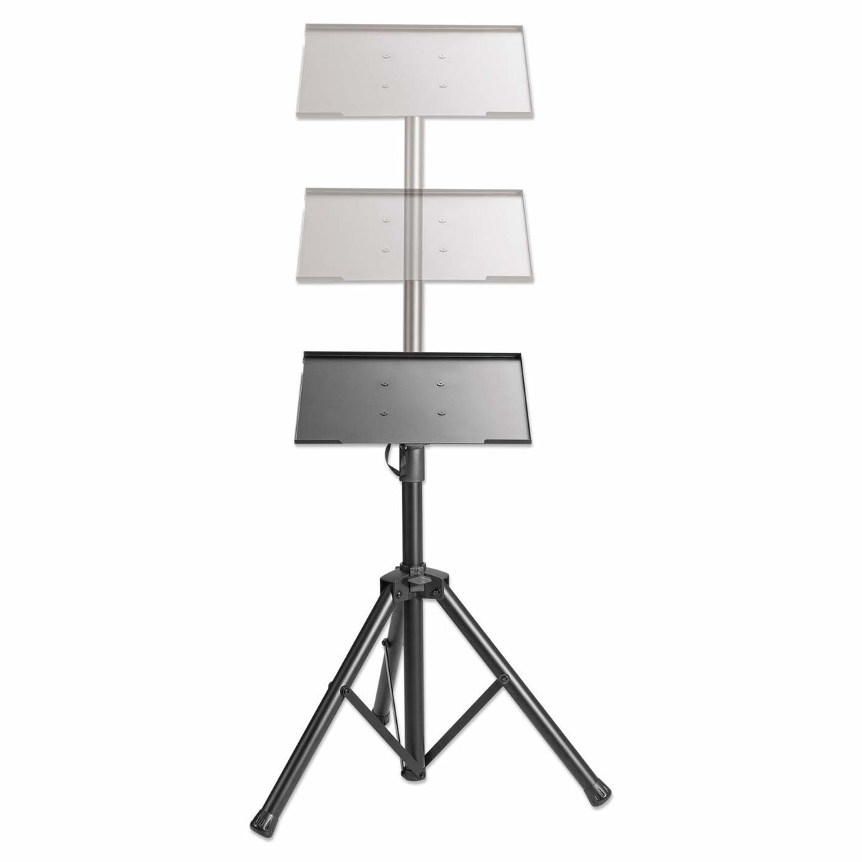 Manhattan Tripod Floor Mount for TV/Monitor/Projector/Laptop, For screens: 13" to 32", VESA compatability: 75x75 and 100x100mm - check the dimensions of the four mounting holes on back of screen to ensure it fits, Max 15kg, Height Adjustable, Black, Brack