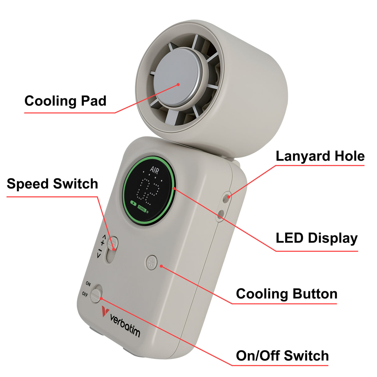 Verbatim Cool 'n' Go Ice Touch Mini Handheld Fan