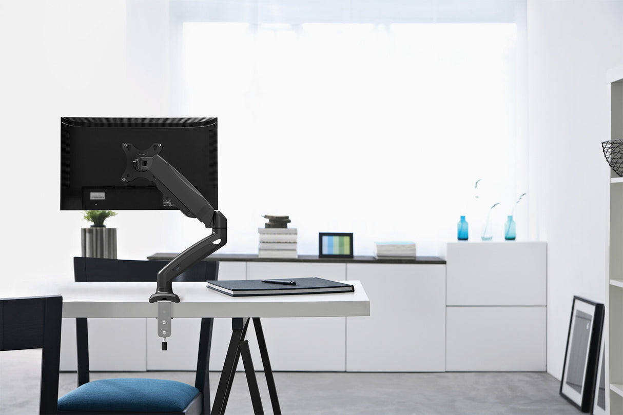 Manhattan Desk Mount for TV & Monitors (Full Motion Spring), For screens 13" to 27", C-Clamp or Grommet Assembly, VESA compatibility: 75x75mm and 100x100mm - check the dimensions of the four mounting holes on back of screen to ensure it fits, Max 9kg, Bla