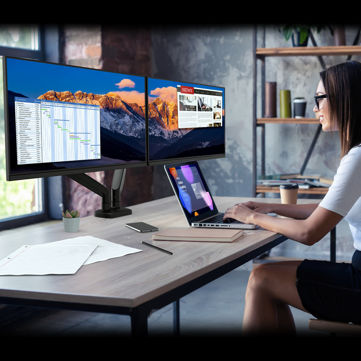 j5create JTSA102 Ergonomic Dual Monitor Mount, Black