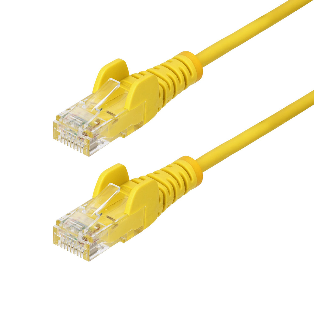 StarTech.com 2.5m Yellow Slim CAT6 Ethernet Cable, Snagless, 100W PoE, UTP, LSZH, 28AWG Pure Bare Copper Wire, Slim RJ45 Network Patch Cord w/Strain Reliefs, Fluke Tested