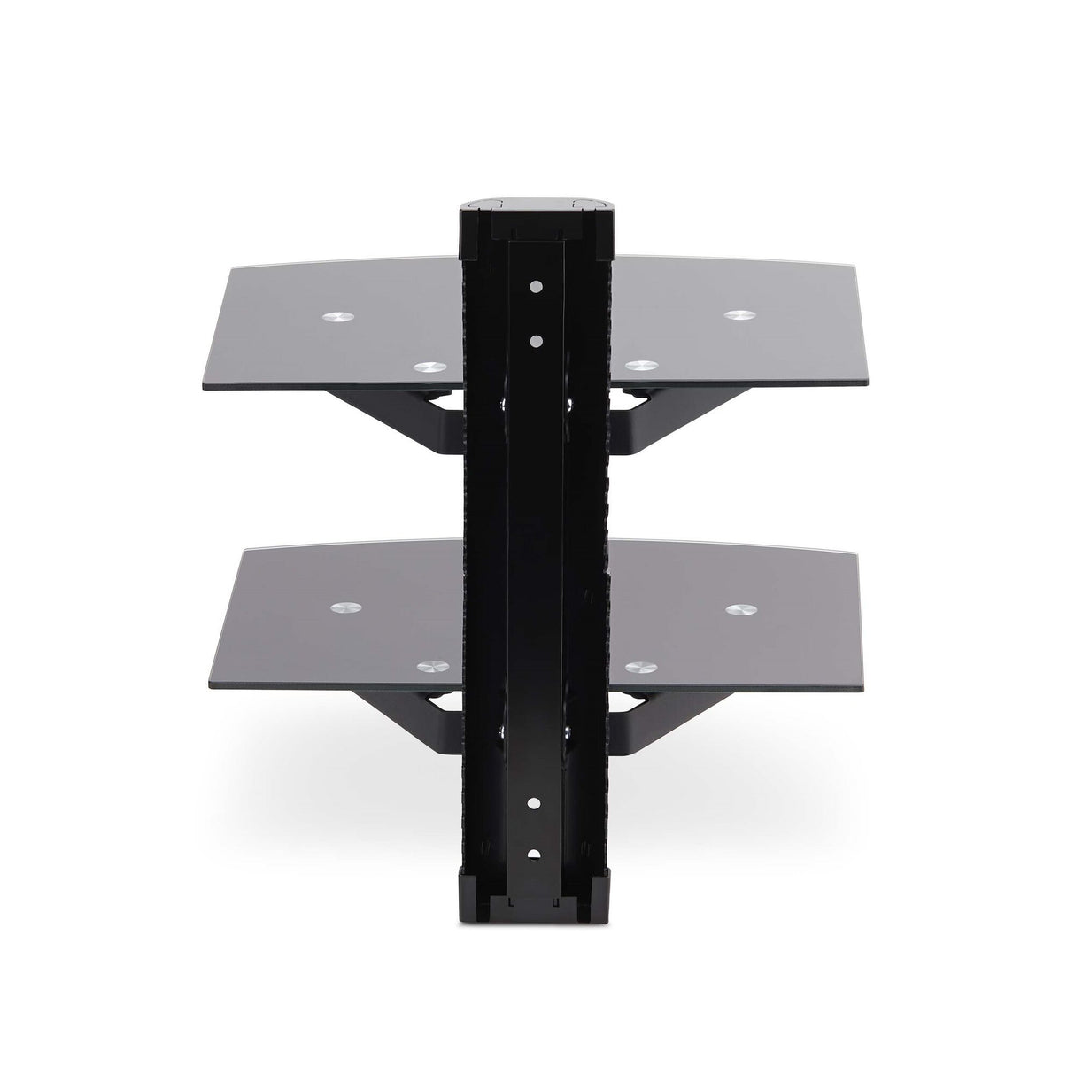 StarTech.com Dual Floating Wall-Mounted AV Shelves, Adjustable Height Shelf For Under TV, Organize A/V Equipment On Black Tempered Glass Shelves