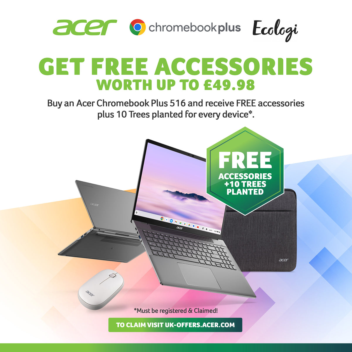 Acer Chromebook Plus 516 Intel Core 5-120U 8GB RAM 128GB UFS 16" Chrome OS Laptop