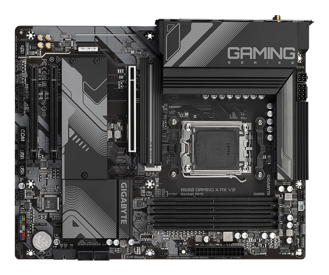GIGABYTE B650 GAMING X AX V2 Motherboard - AMD Ryzen 9000 Series CPUs, 8+2+2 Phases VRM, up to 8000MHz DDR5 (OC), 1xPCIe 5.0 + 2xPCIe 4.0 M.2, 2.5GbE LAN, WIFI 6E, USB 3.2 Gen 2