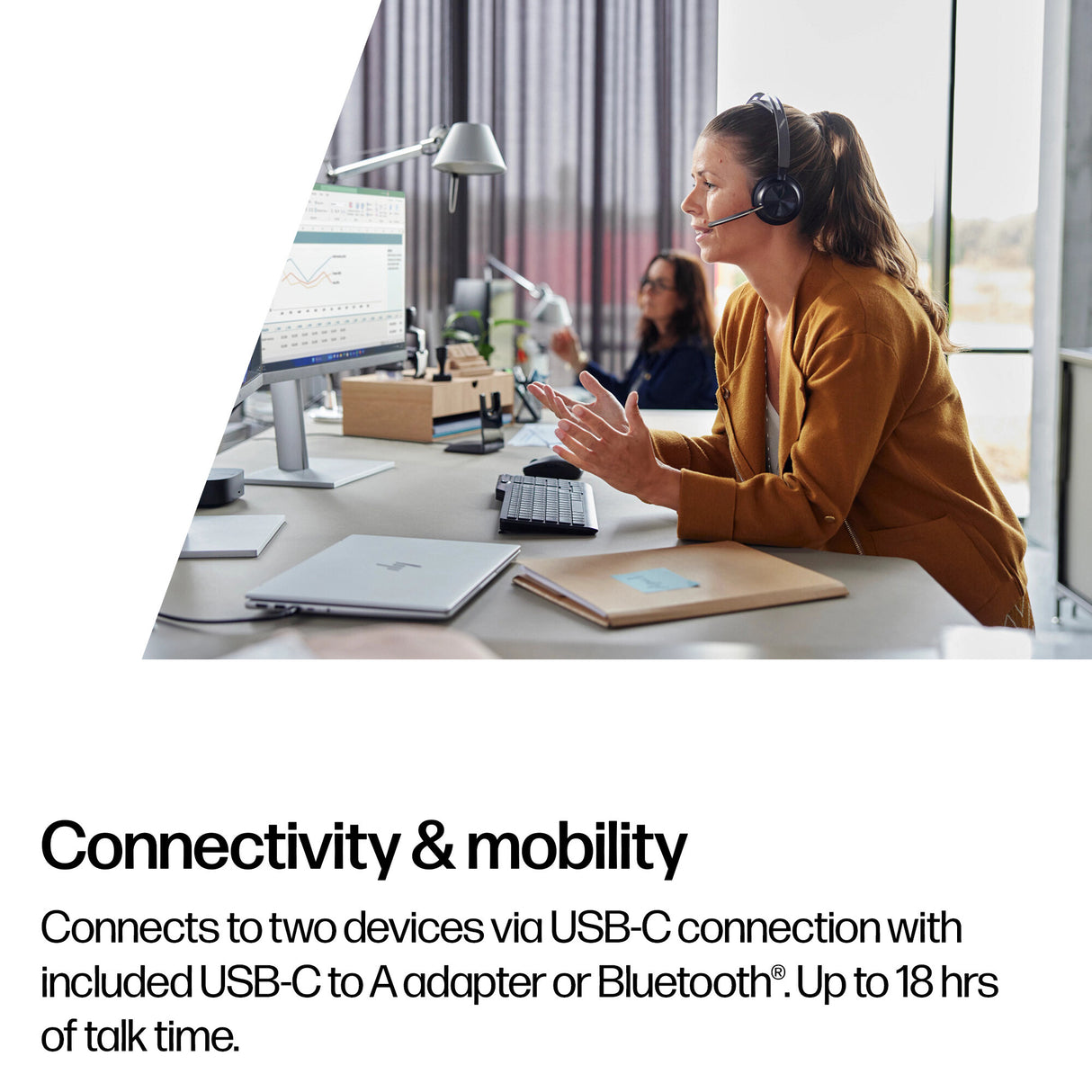 HP Poly Voyager Focus 2 USB-C-C Headset +USB-C/A Adapter +Charging Stand