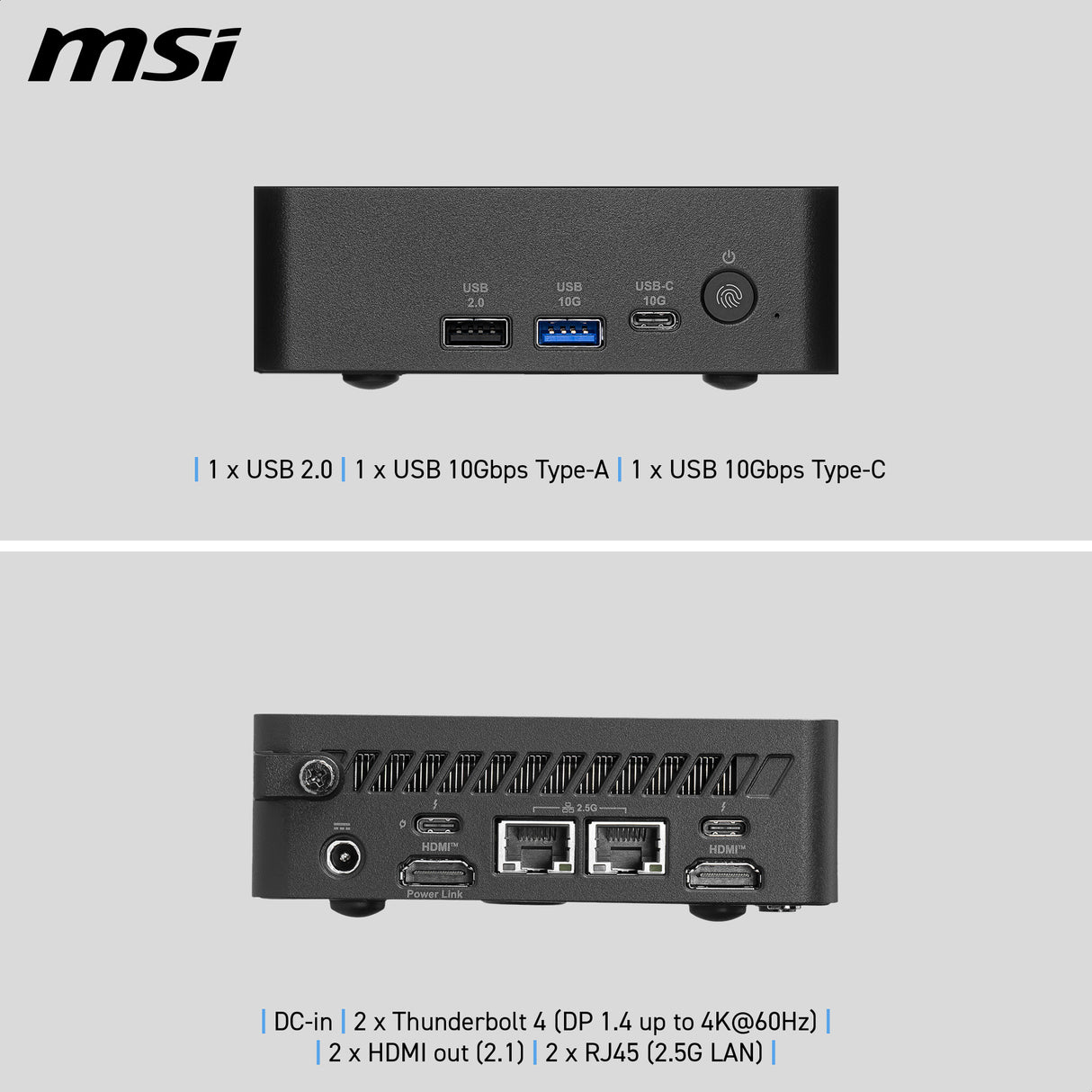 MSI Cubi NUC AI+ 3MG Intel Core Ultra 7 355 (12MB Cache), 16GB DDR5-SDRAM, 1000GB SSD, Intel Graphics, LAN, WLAN, Bluetooth, Windows 11 Pro ( NUC AI+ 3MG i7 355 FS 16GB 1TB W11PP)