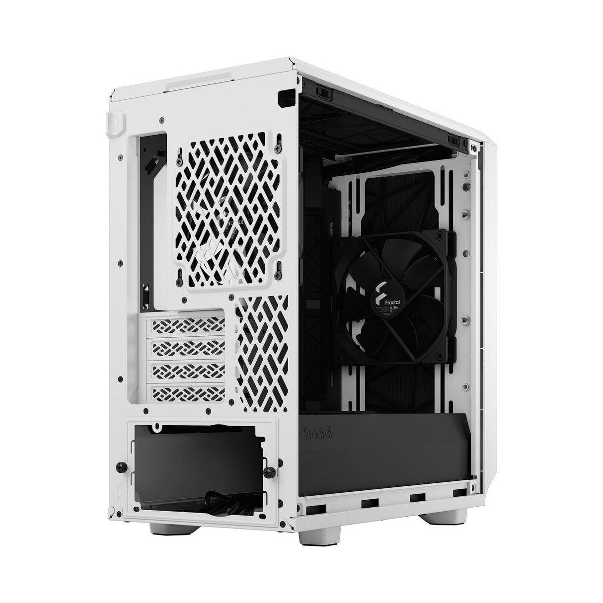 Fractal Design Meshify 2 Mini (White TG) Estuche para juegos con ventana de vidrio transparente, Micro ATX, malla angular, USB-C, GPU de 331 mm y soporte para radiador de 280 mm