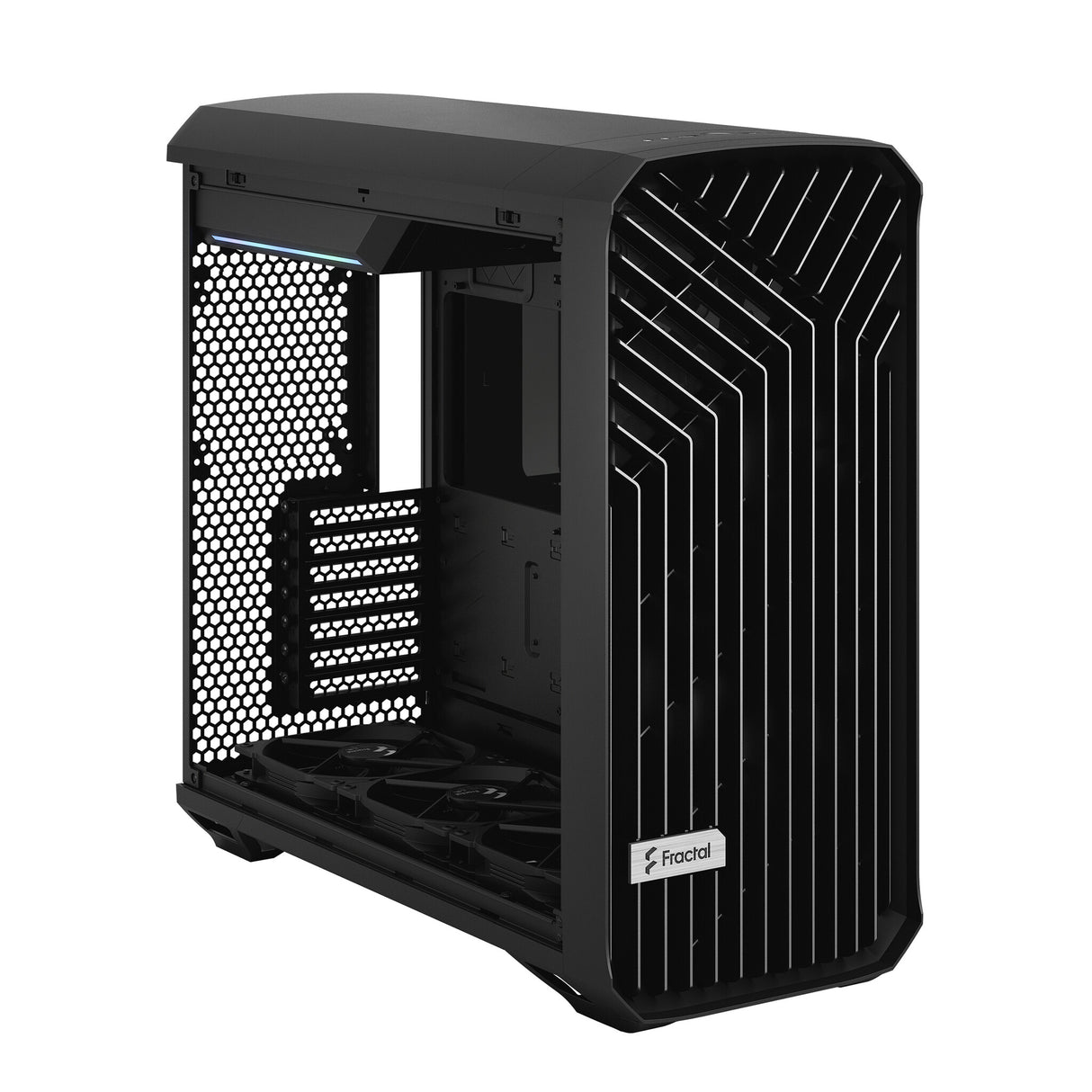 Fractal Design Torrent (Light TG) gabinete para juegos con ventanas de vidrio tintado claro, E-ATX, 5 ventiladores, concentrador de ventilador, tira RGB en cubierta de fuente de alimentación, rejilla frontal, USB-C