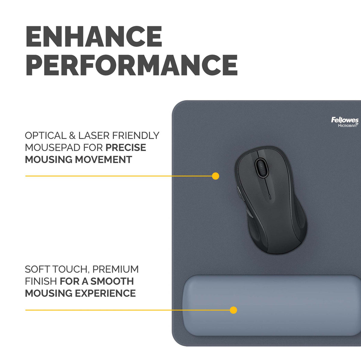 Fellowes Breyta Mouse Mat Wrist Rest Mouse Pad Wrist Support with Antibacterial Protection Ergonomic Mouse Mat Marine