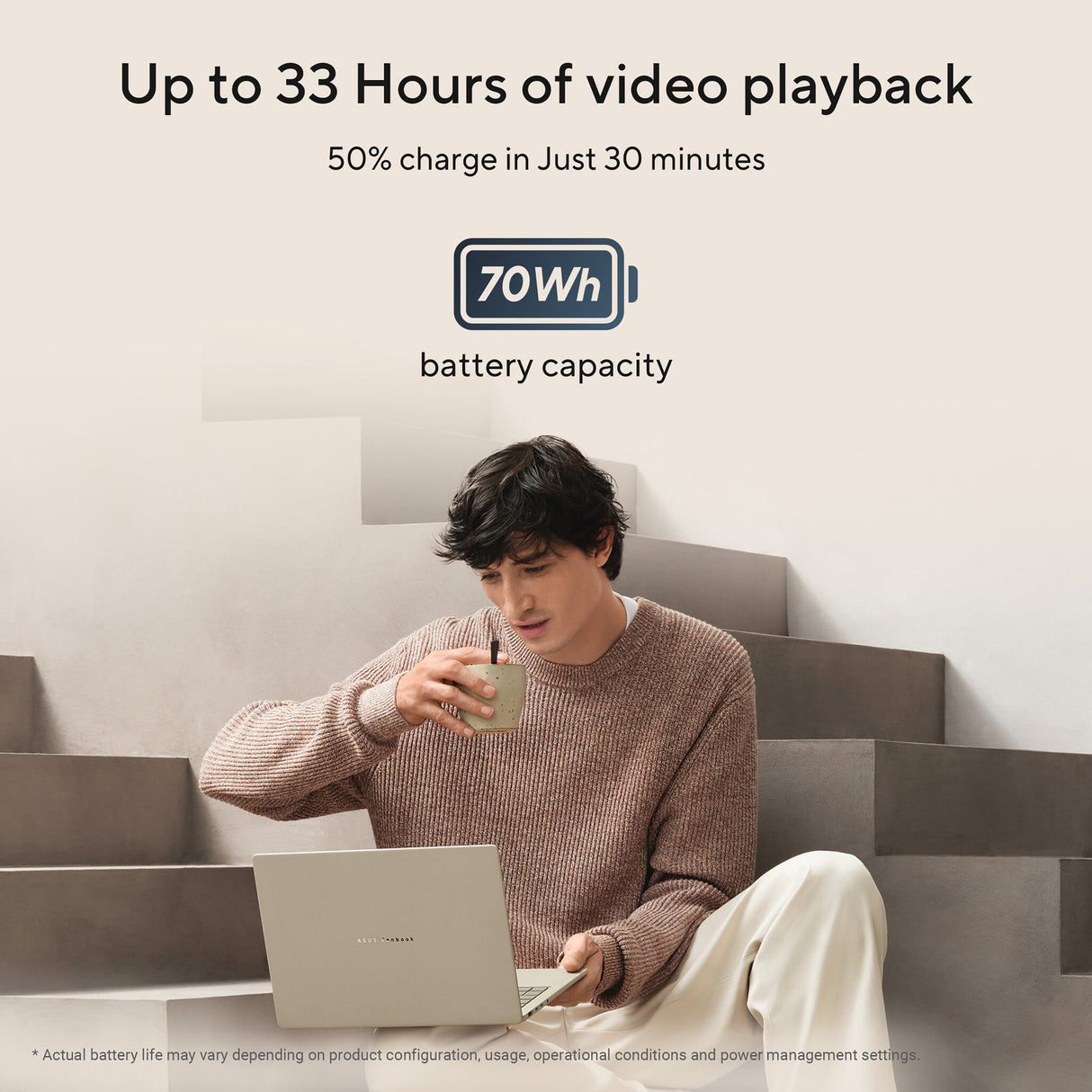 ASUS Zenbook A14 UX3407NA-QD148W Copilot+ PC Snapdragon X2E-88-100 Laptop 35.6 cm (14") WUXGA 16 GB LPDDR5x-SDRAM 1 TB SSD Wi-Fi 7 (802.11be) Windows 11 Home Beige