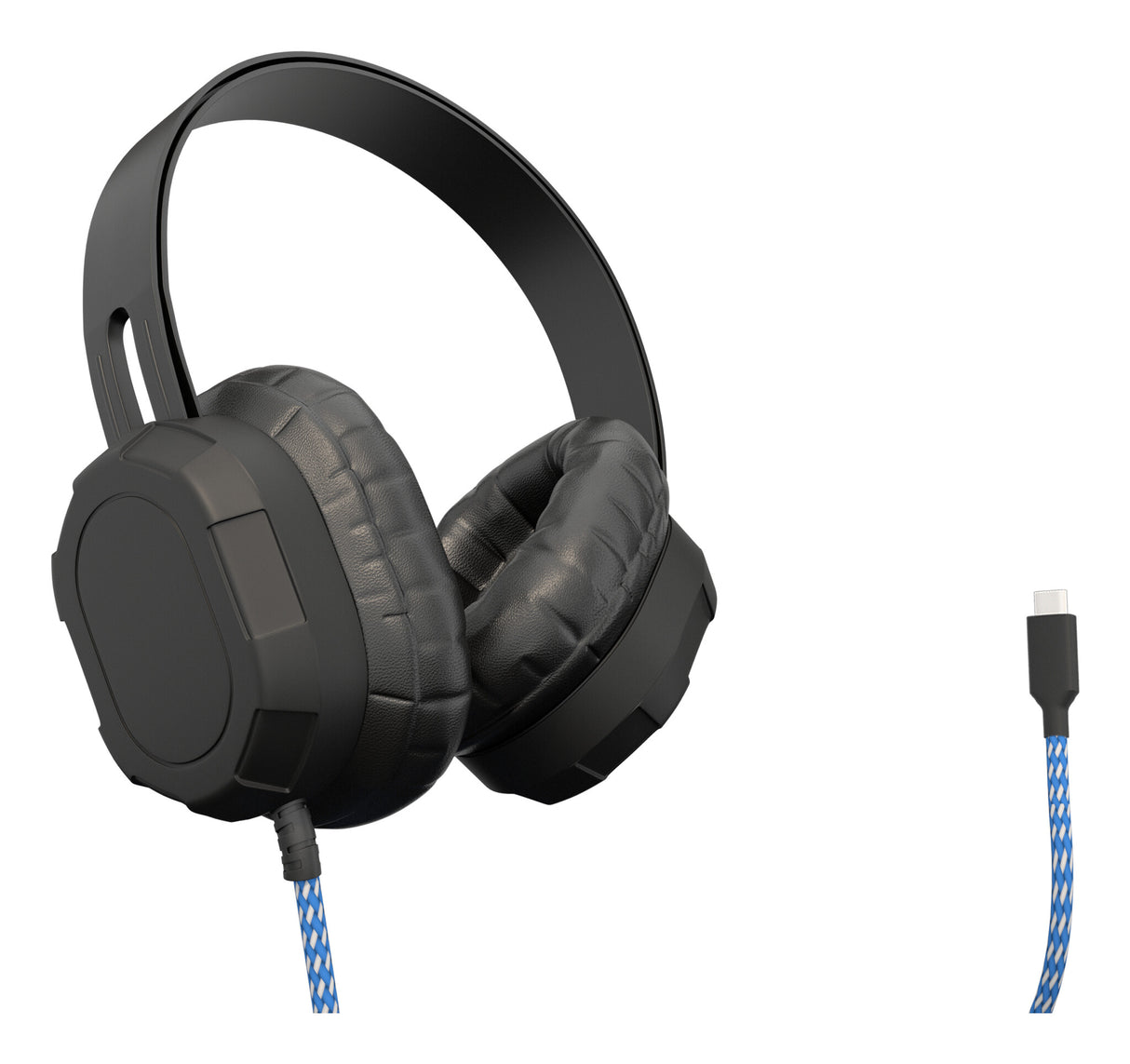 MAXCases Extreme Headset w/braided cable, inline volume control and built-in microphone w/USB-C connector (Black)