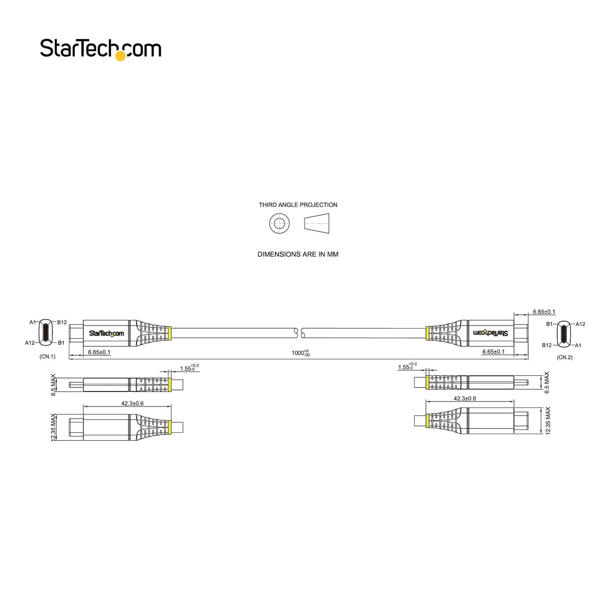 StarTech.com 3ft (1m) USB-C Cable, USB 10Gbps, 100W (5A) Power Delivery, 8K 60Hz / 4K 144Hz DP Alt Mode, USB-IF Certified, Thunderbolt Compatible