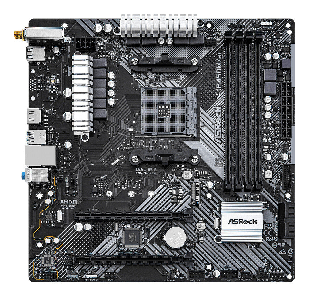 Asrock B450M/ac R2.0 AMD B450 Socket AM4 micro ATX