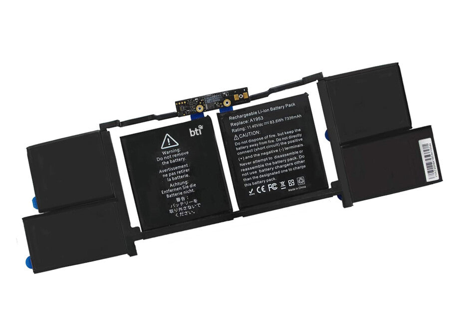 BTI A1953-compatible 83.6Wh 6-cell battery for MACBOOK PRO 15 A1990 TOUCH