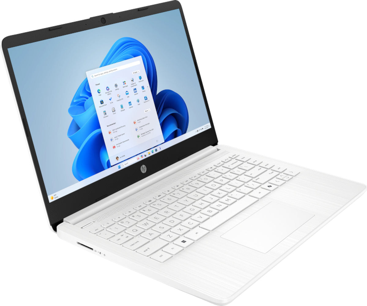 HP 14-dq6000na Intel® N N150 Laptop 35.6 cm (14") HD 4 GB DDR4-SDRAM 128 GB UFS Wi-Fi 6 (802.11ax) Windows 11 Home in S mode White