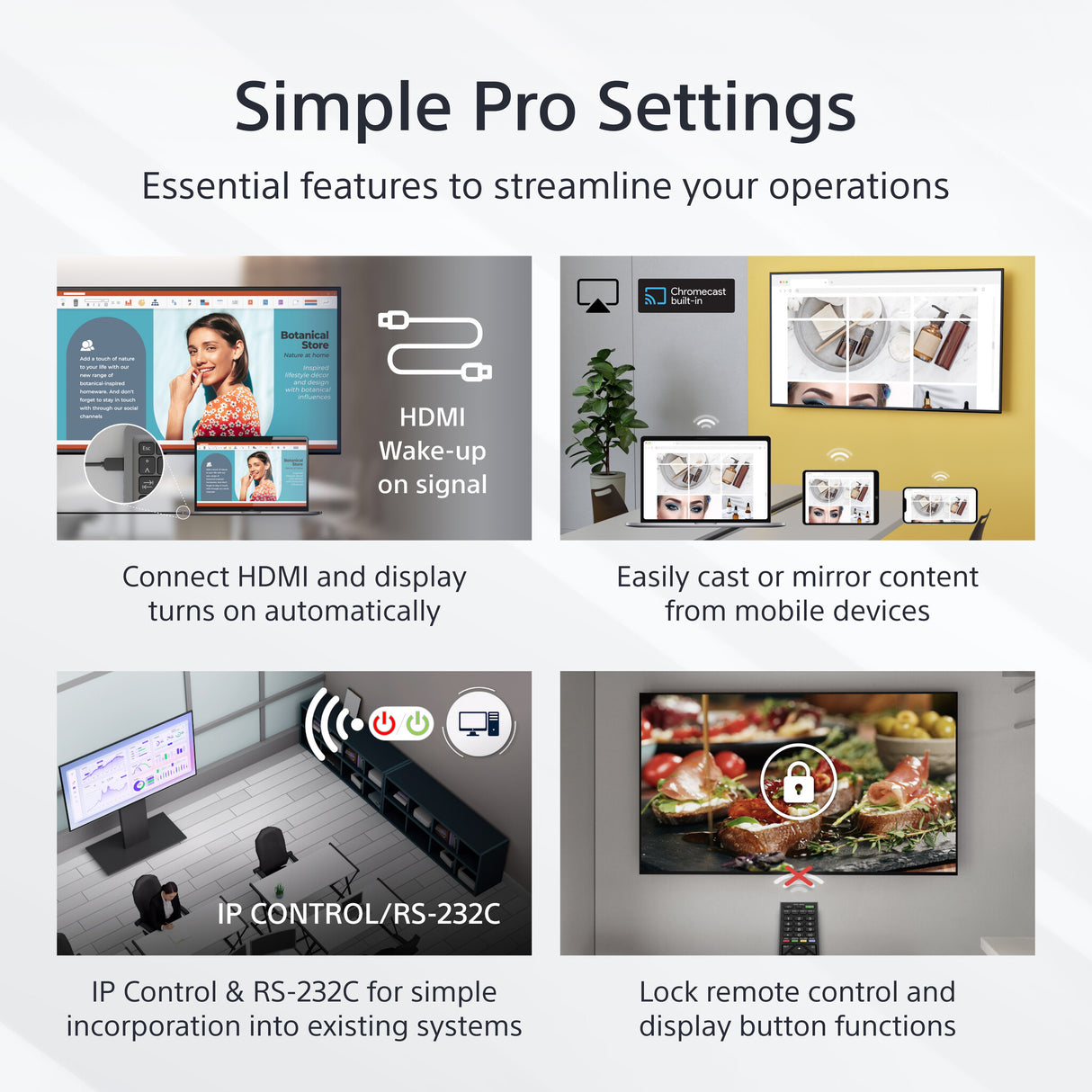 Sony FW-75EZ20L Signage Display Digital signage flat panel 190.5 cm (75") LED Wi-Fi 350 cd/m² 4K Ultra HD Black Android 16/7