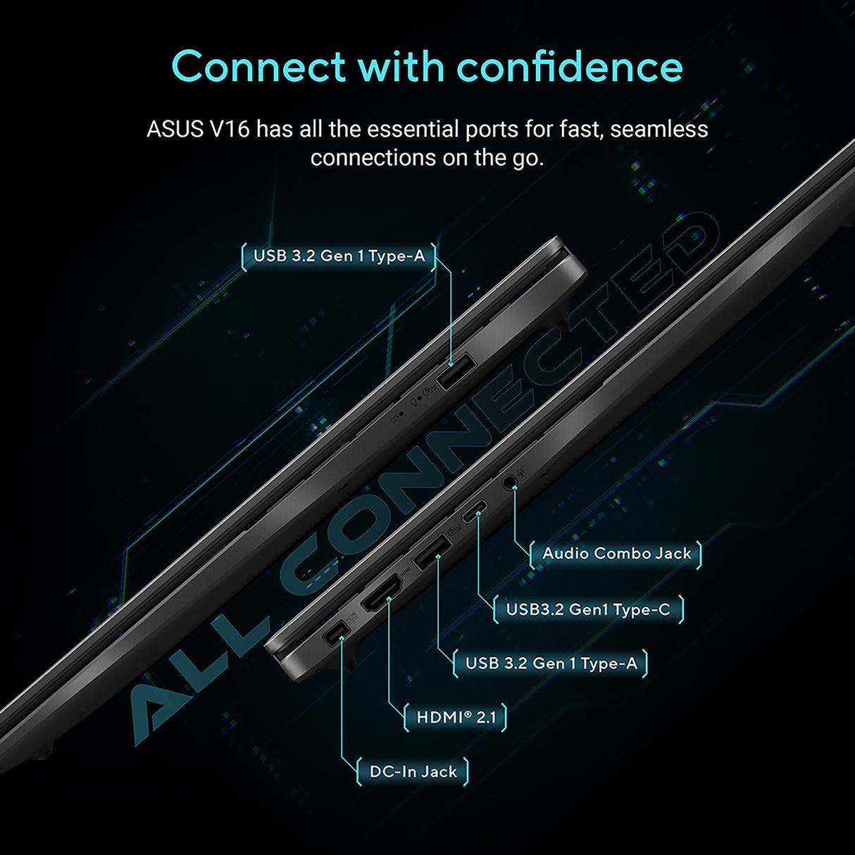 ASUS V16 V3607VH-RP011W Intel Core 5 210H Laptop 40.6 cm (16") WUXGA 16 GB DDR5-SDRAM 512 GB SSD NVIDIA® GeForce RTX™ 5050 Wi-Fi 6 (802.11ax) Windows 11 Home Black