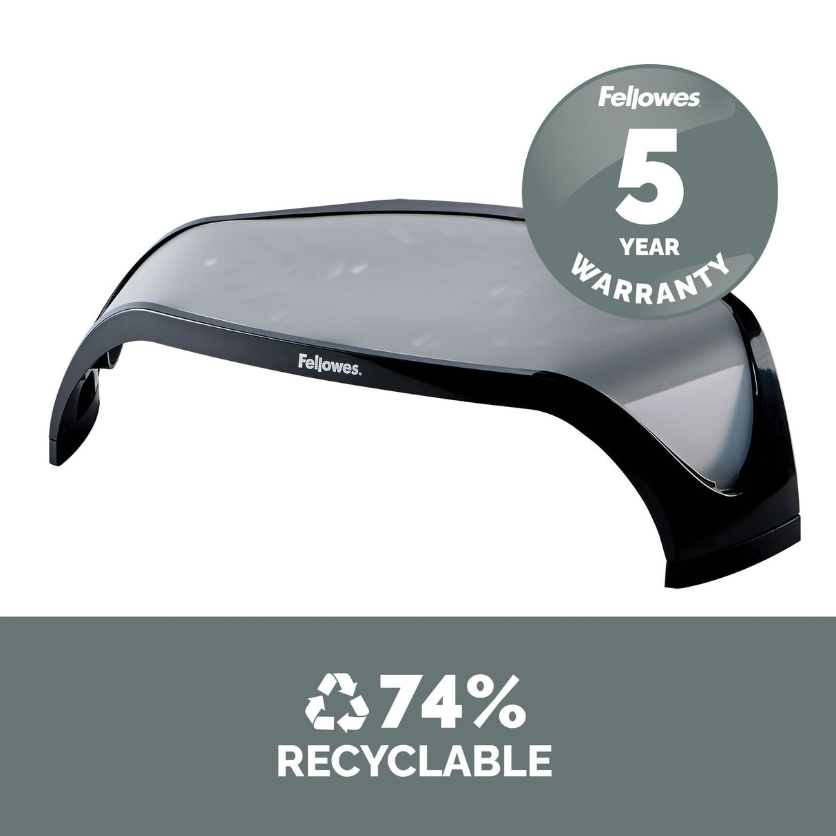 Fellowes Computer Monitor Stand with 3 Height Adjustments - Smart Suites Monitor Riser - Ergonomic Adjustable Monitor Stand for Computers - Max Weight 10KG/Max Size 21" - Black