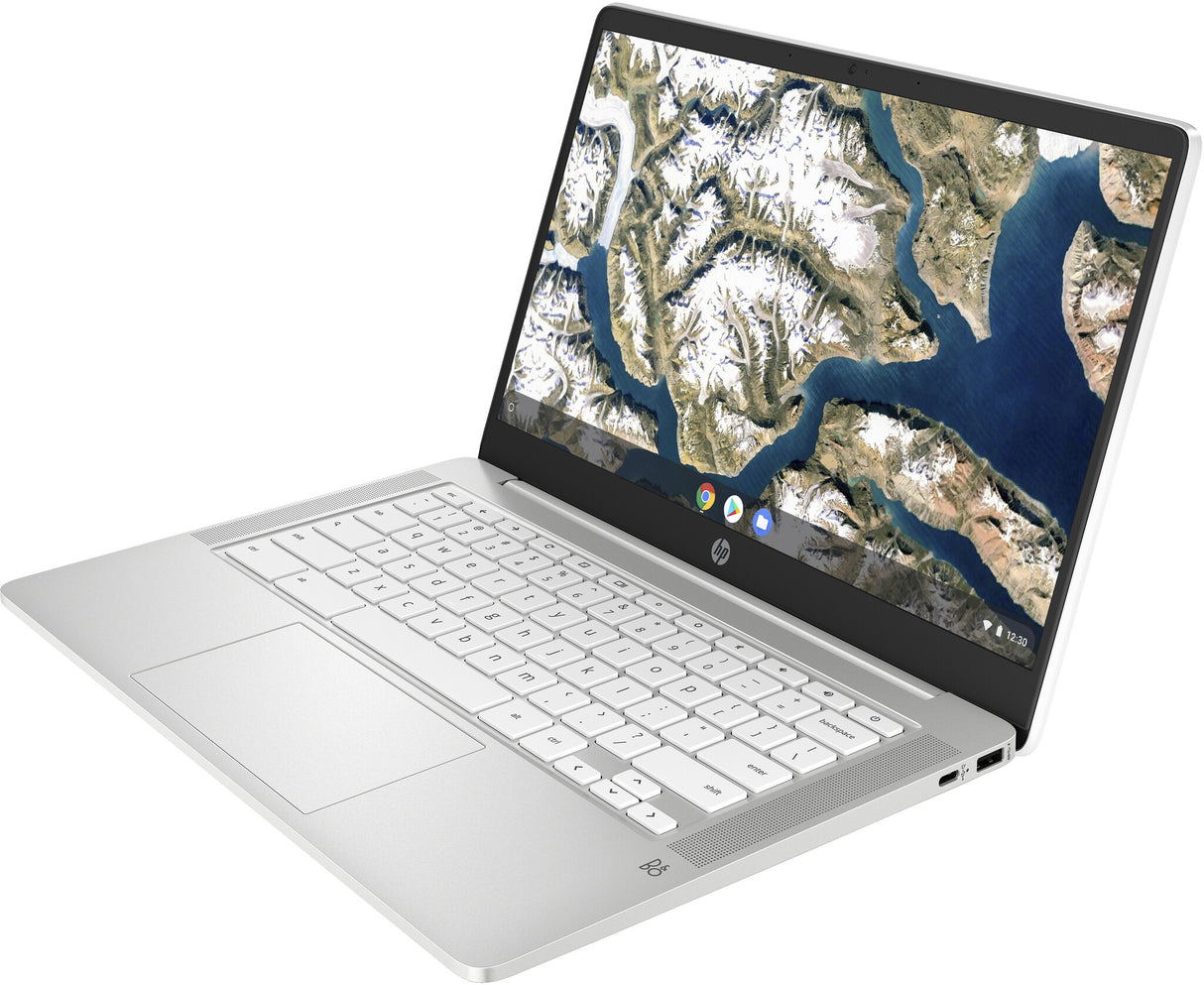 HP Chromebook 14a-na0011na Intel® Celeron® N4120 35.6 cm (14") HD 4 GB LPDDR4-SDRAM 64 GB eMMC Wi-Fi 5 (802.11ac) ChromeOS White