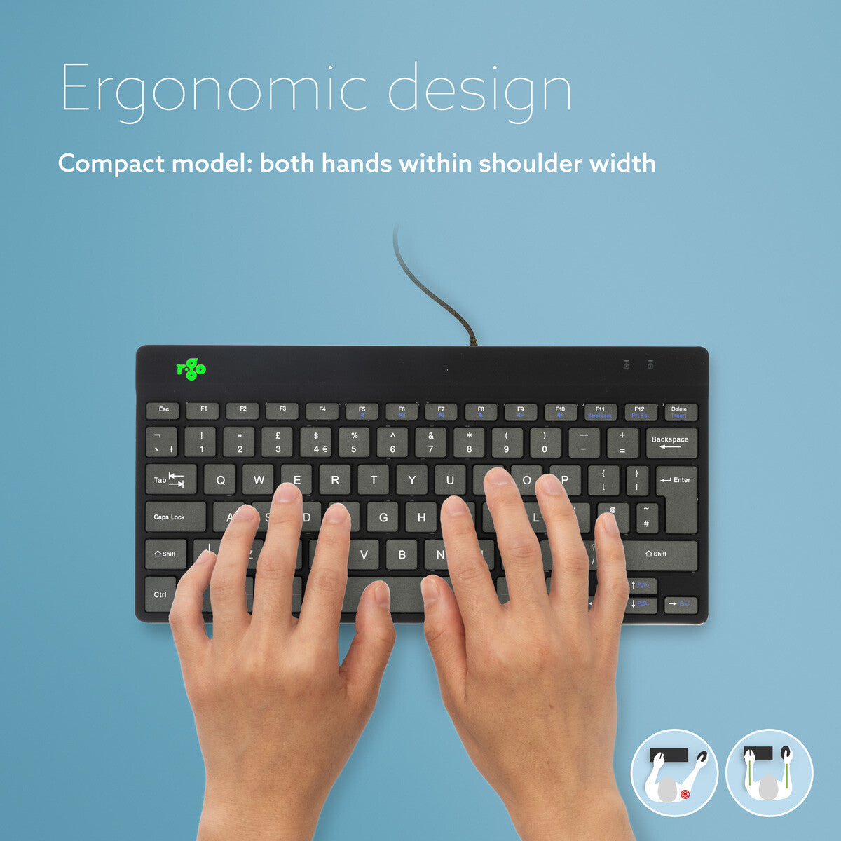 R-Go Tools Ergonomic keyboard R-Go Compact Break, compact keyboard with break software, QWERTY (UK), wired, black