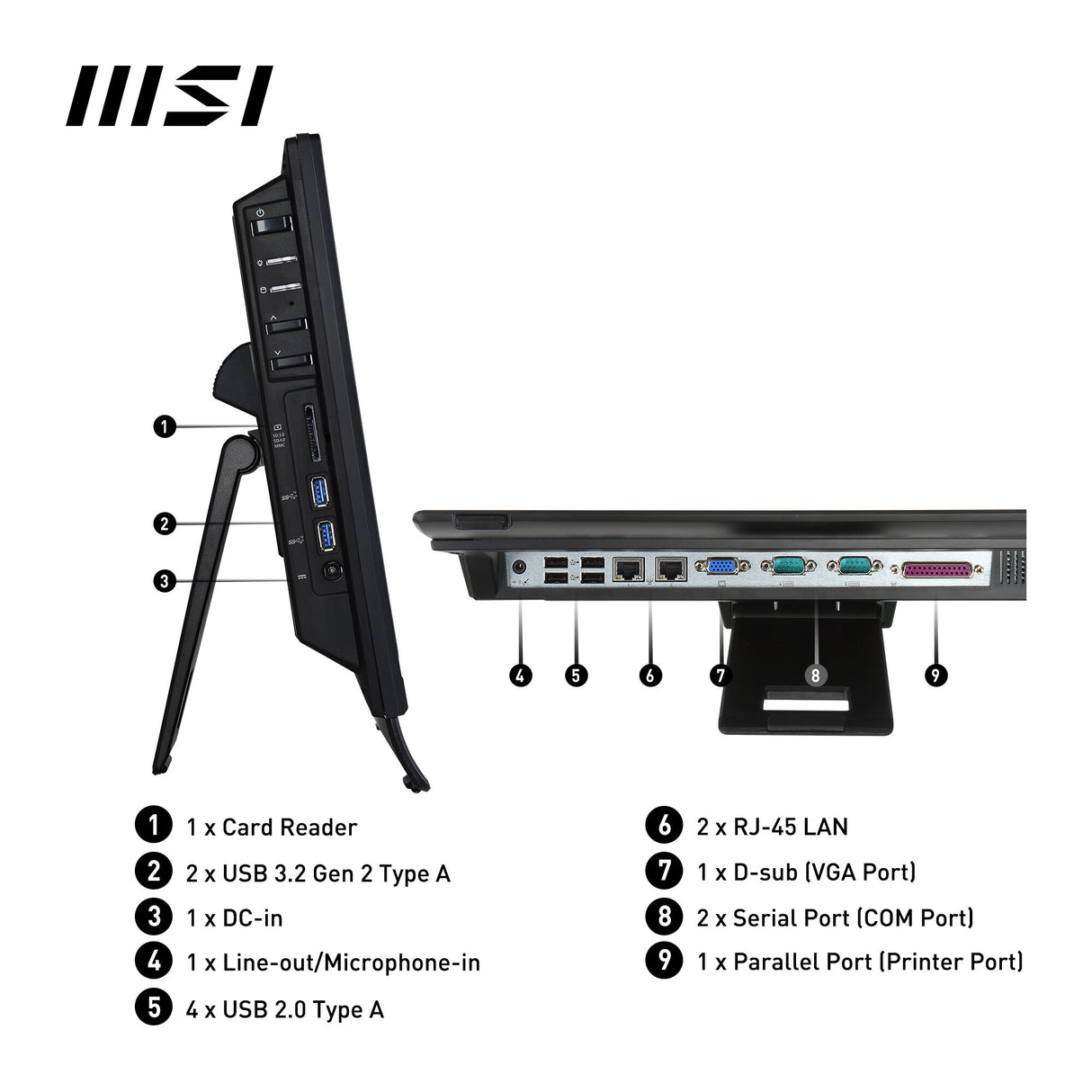 MSI Pro AP162T ADL Intel N100 All in One PC, (4GB RAM, 128GB SSD, Windows 11PRO), 15.6 Inch Single-Resistive touch Screen/UHD Graphics/Dual COM Port/LPT Port/Dual LAN/VGA/WiFi 5/BT 5.1/VESA/SD Card Reader