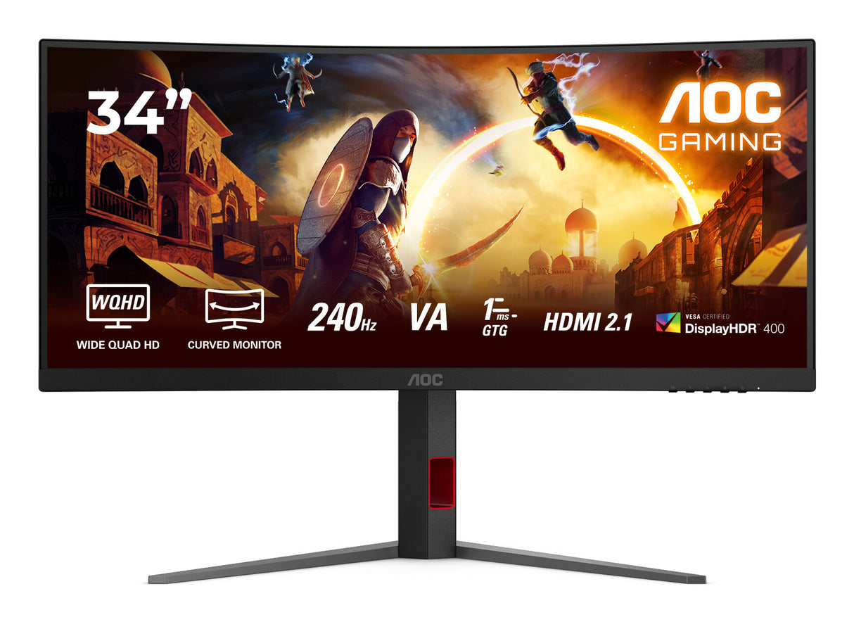 AOC G4 CU34G4Z computer monitor 86.4 cm (34") 3440 x 1440 pixels Wide Quad HD LED Black, Red