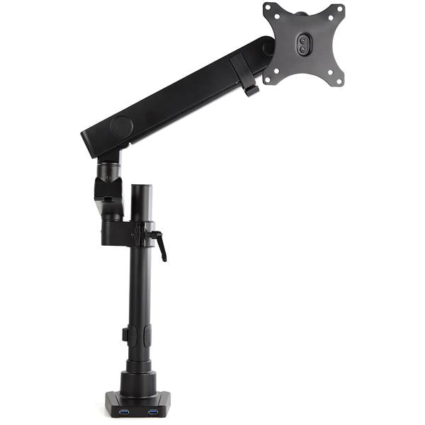 StarTech.com Desk Mount Monitor Arm with 2x USB 3.0 Ports, Full Motion Single Monitor Mount, up to 34" (17.6lb/8kg) VESA Display, Clamp/Grommet Mount, Mechanical Spring
