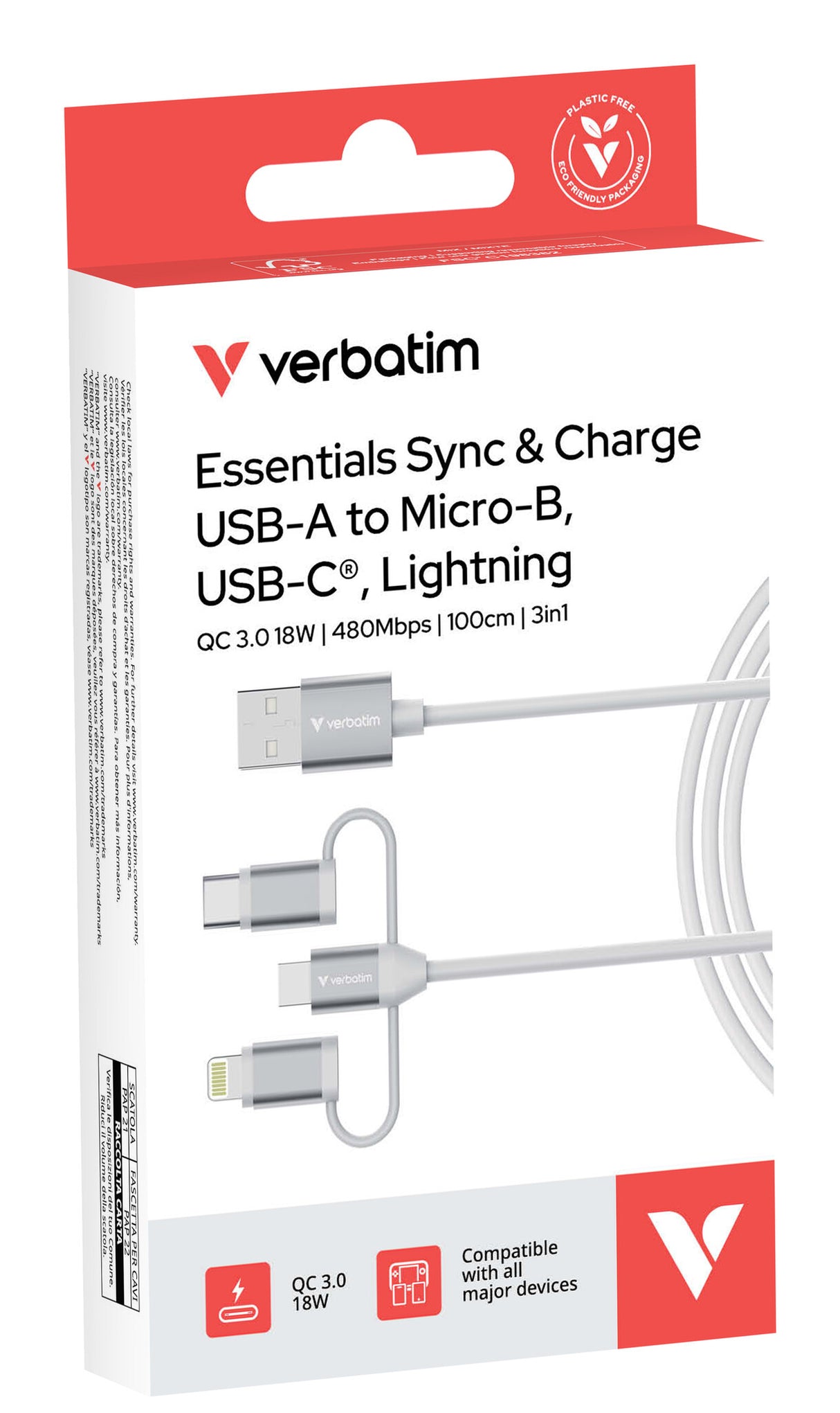 Verbatim Essentials 3-in-1 Sync & Charge Cable