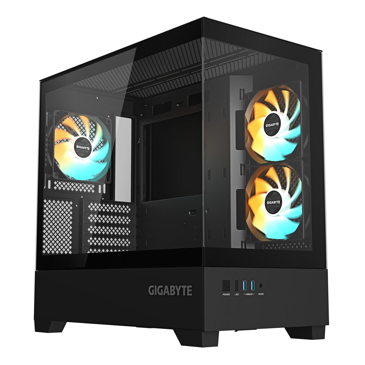 GIGABYTE C201 PANORAMIC PC Case - Mid Tower, m-ATX, 360mm radiator support, 3 Pre-installed Fans, USB 3.0, Support RGB Fusion