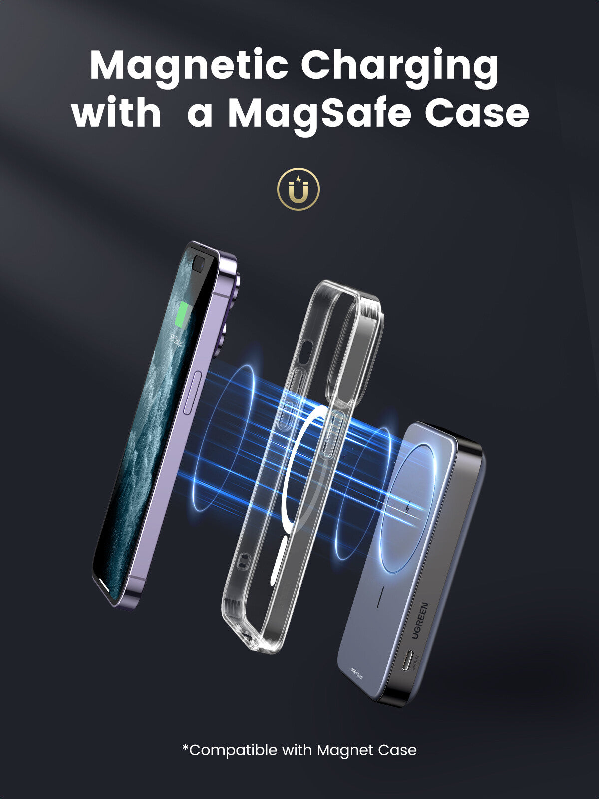Ugreen 10000mAh Mini Powerbank Wireless 20W with MagSafe grey
