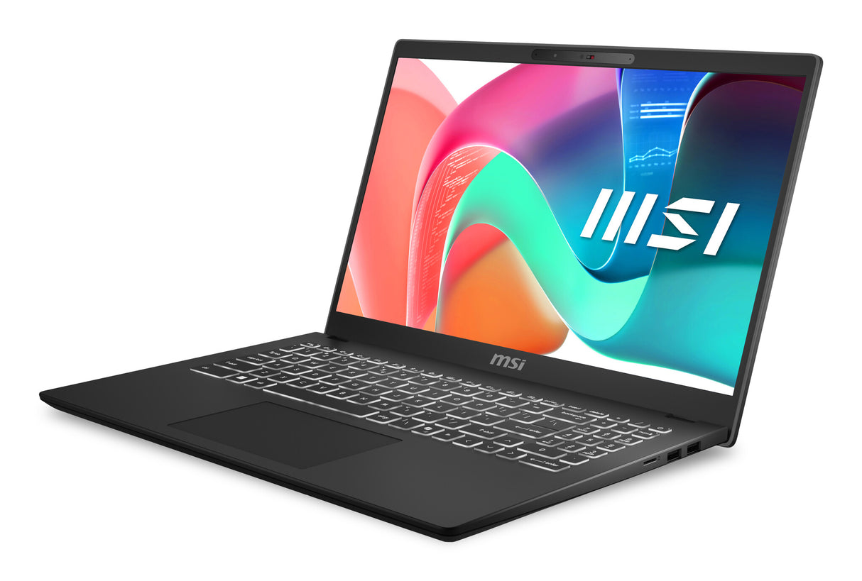 MSI Modern 15 H C2RMG-282UK Intel Core 5 210H Laptop 39.6 cm (15.6") Full HD 16 GB DDR4-SDRAM 512 GB SSD Wi-Fi 6E (802.11ax) Windows 11 Home Black