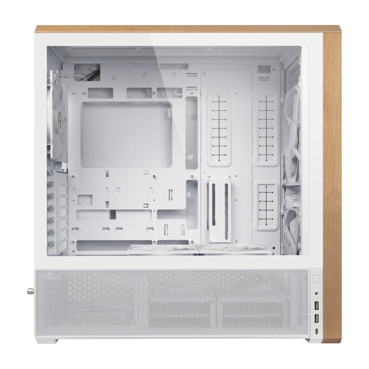 Lian Li Lancool LAN217W computer case Midi Tower White, Wood