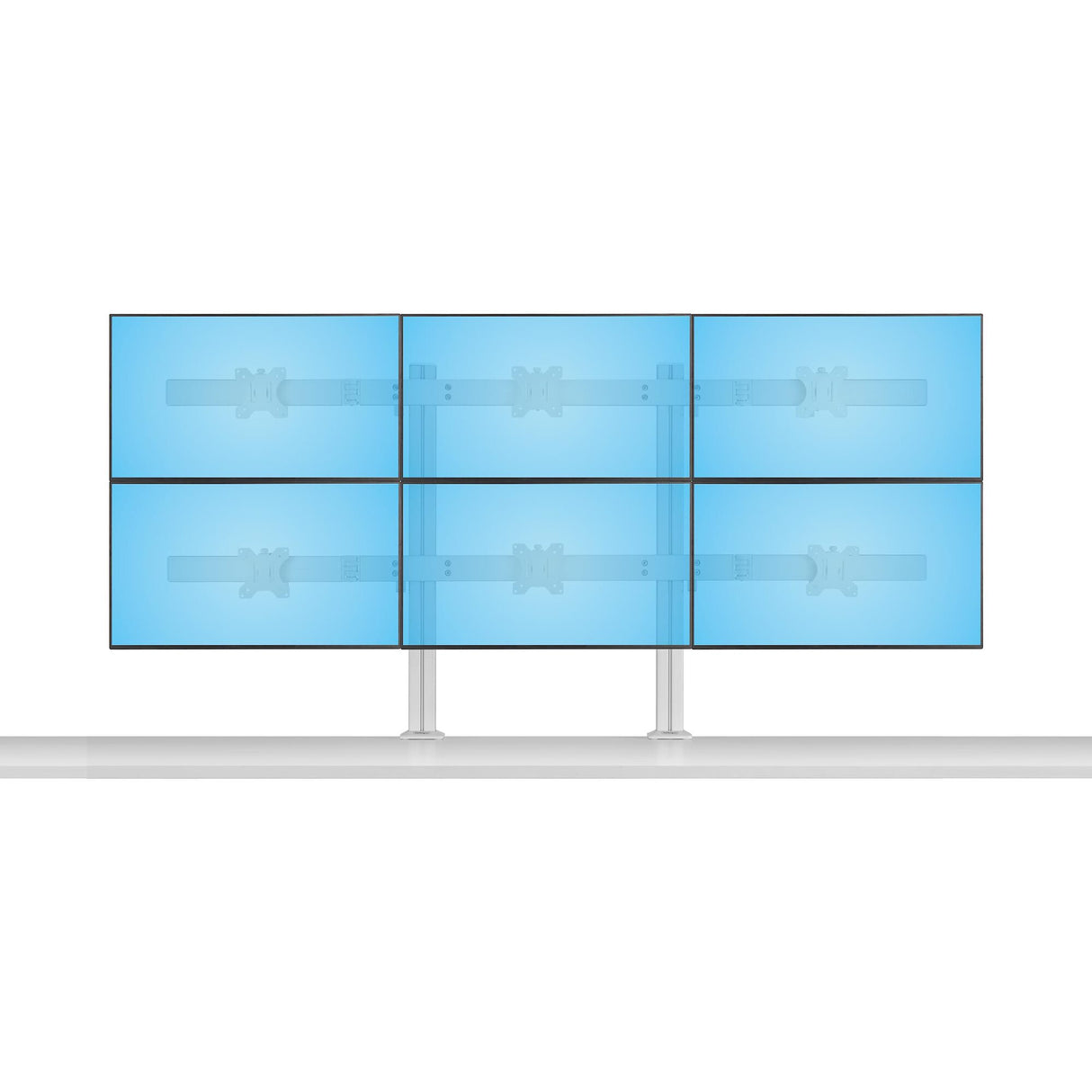 StarTech.com Six-Monitor Desk Mount with Crossbar, Up To 32-inch Computer Screens, Max 17.6lb (8kg) each, Dual Column, C-clamp/Grommet, Height Adjustable