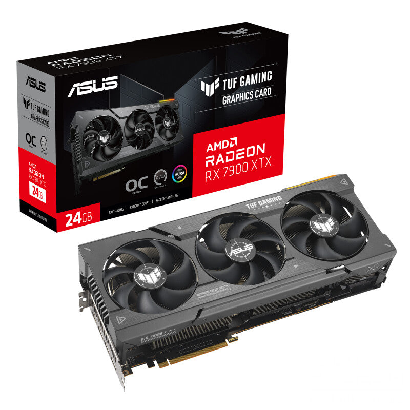Asus TUF GAMING RX7900 XTX OC, PCIe4, 24 Go DDR6, HDMI, 3 DP, horloge 2615 MHz, RVB, overclocké