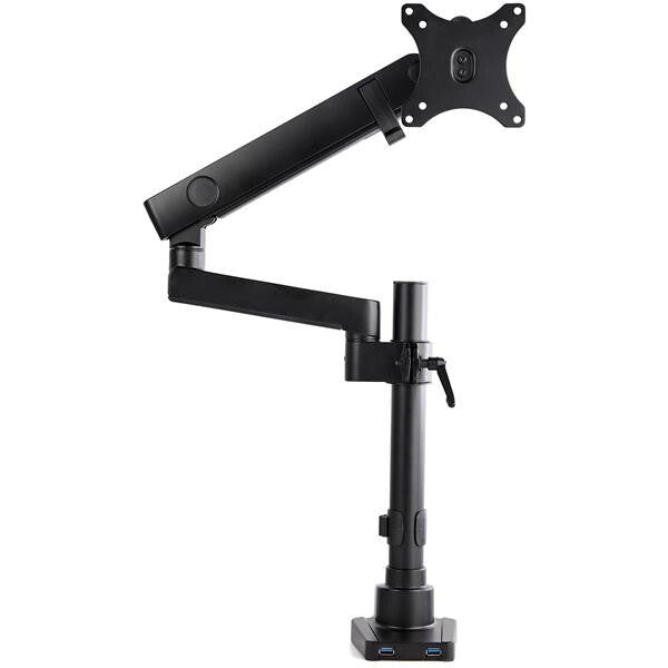 StarTech.com Desk Mount Monitor Arm with 2x USB 3.0 Ports, Full Motion Single Monitor Mount, up to 34" (17.6lb/8kg) VESA Display, Clamp/Grommet Mount, Mechanical Spring