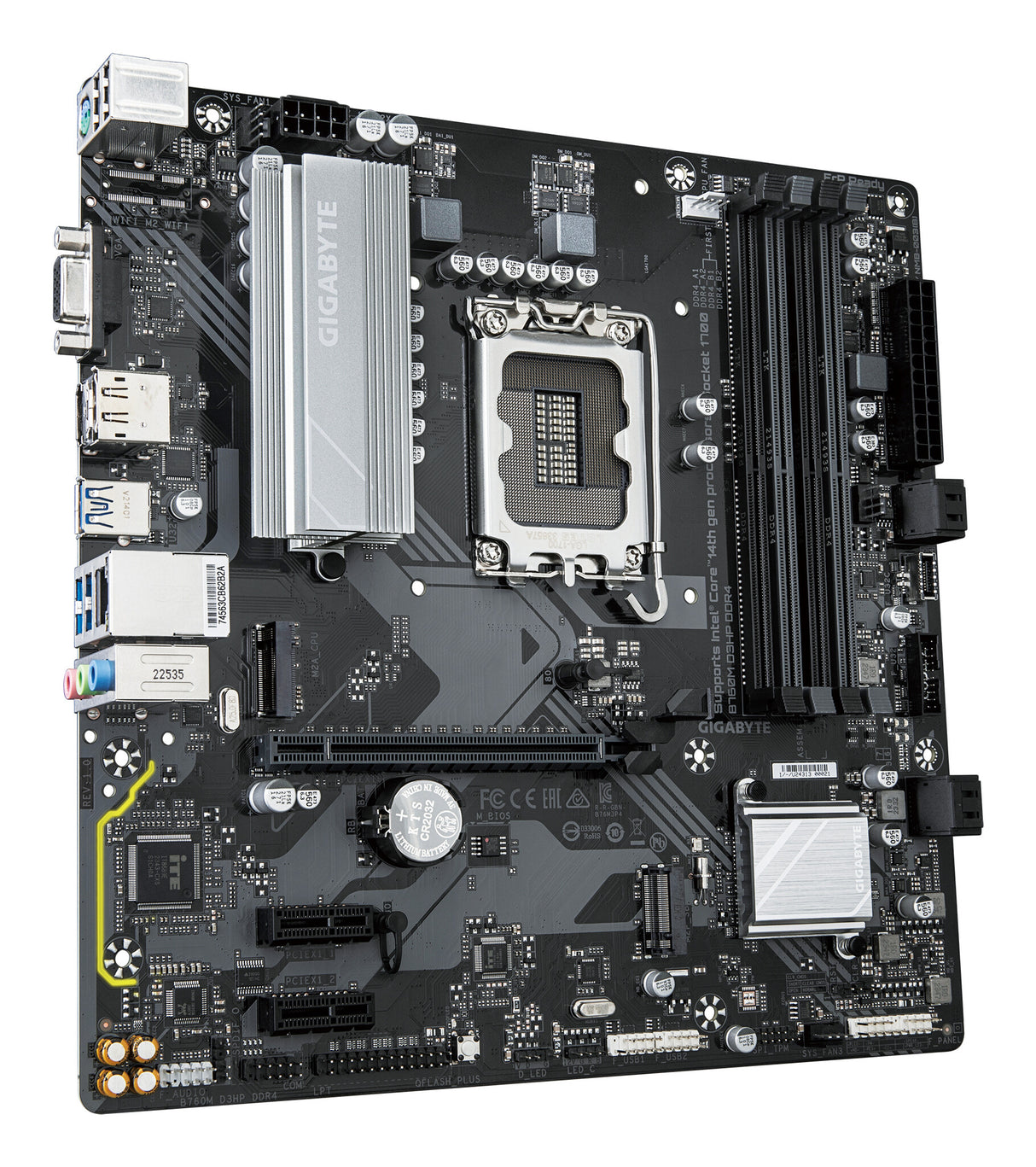 GIGABYTE B760M D3HP DDR4 Motherboard - Supports Intel Core 14th Gen CPUs, 4+1+1 Phases Digital VRM, up to 5333MHz DDR4 (OC), 2xPCIe 4.0 M.2, GbE LAN, USB 3.2 Gen1