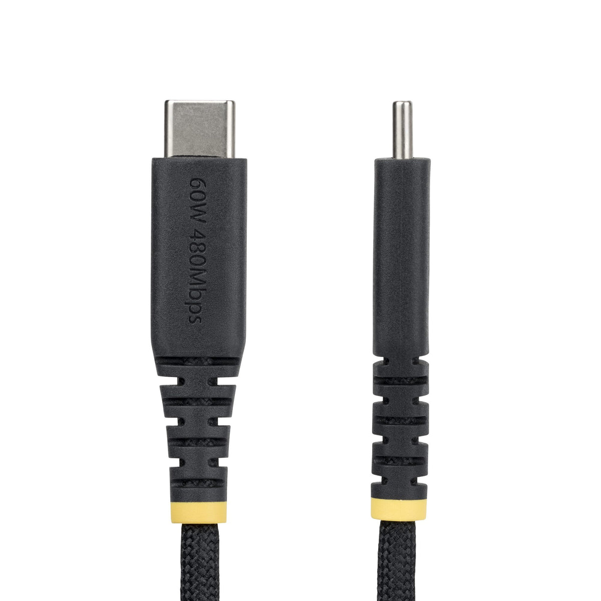 StarTech.com 1m (3ft) USB-C Charging Cable, 60W (3A) PD, Dual-Layer Braided Nylon/TPE Jacket, Rugged USB C Charging Cord, USB 2.0 Laptop Charger Cable