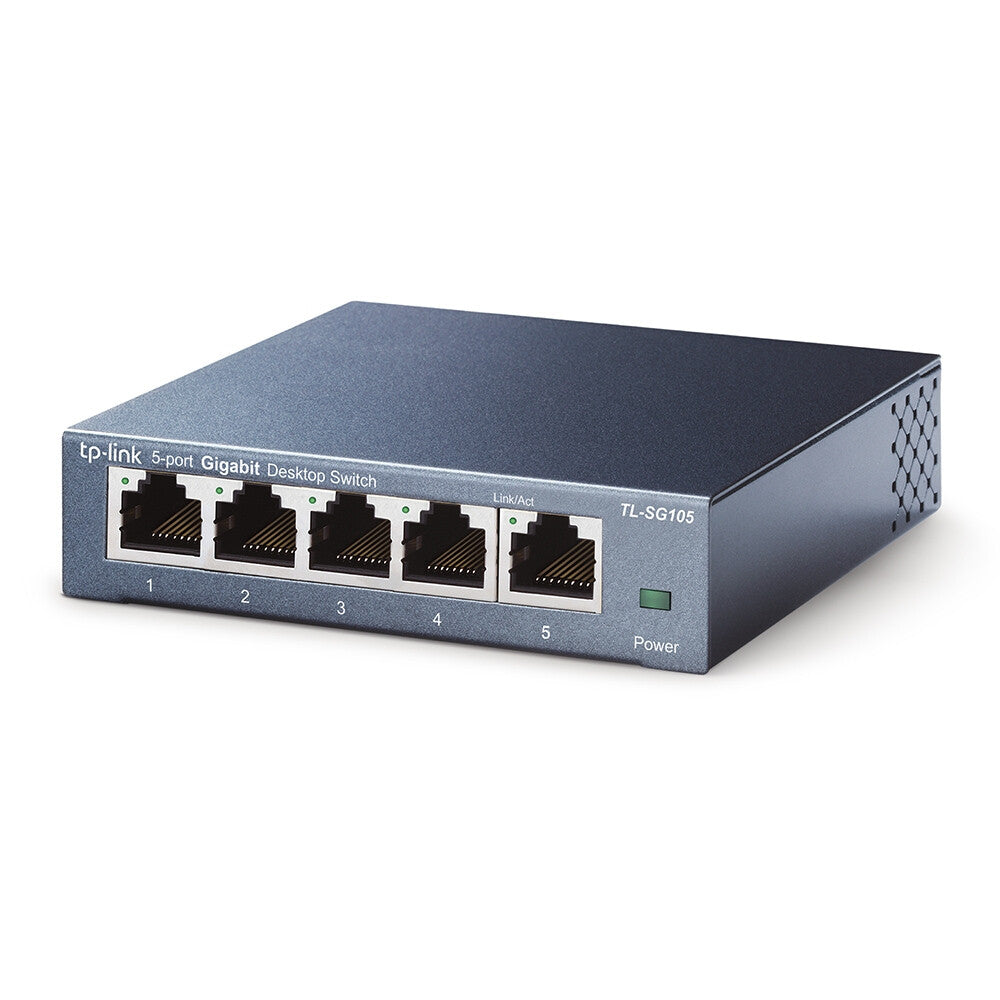 TP-LINK (TL-SG105) Switch de Escritorio No Administrable Gigabit de 5 Puertos, Caja de Acero