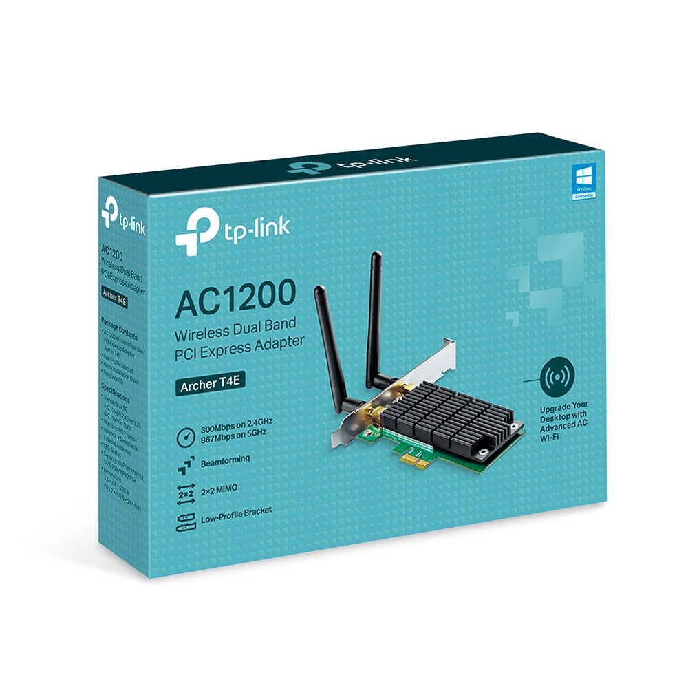 TP-LINK (Archer T4E) AC1200 (300+867) Adaptador PCI Express Inalámbrico de Doble Banda, 2 x Antena Externa