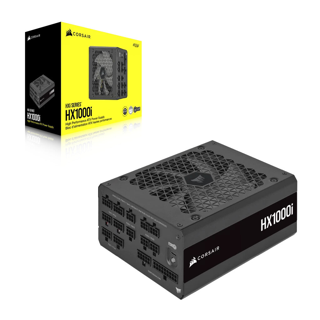 Bloc d'alimentation Corsair 1000 W HX1000i V2, ventilateur dynamique fluide, entièrement modulaire, bruit ultra faible, 80+ Platinum, ATX 3.0, PCIe 5.0