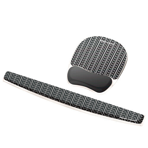 Fellowes Keyboard Wrist Rest - Photo Gel Wrist Rest with Non Skid Rubber Base & Antibacterial Protection - Ergonomic Wrist Support for Computer, Laptop, Home Office Use - Chevron