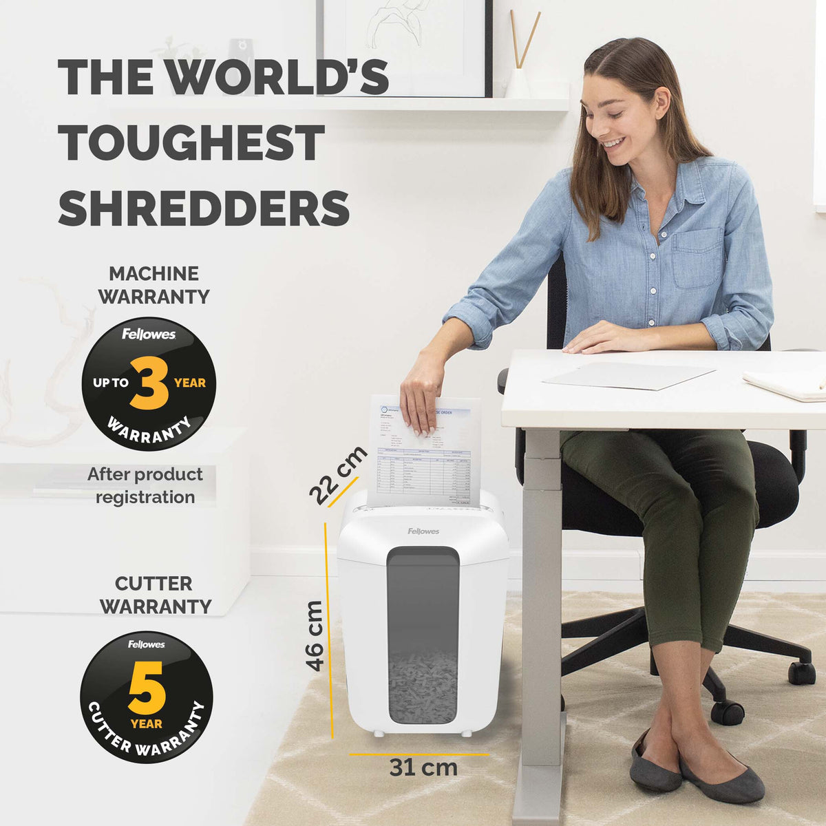 Fellowes LX Series Paper Shredder LX70 11 Sheet Cross Cut Shredder with 18 Litre Bin High Security P4 White