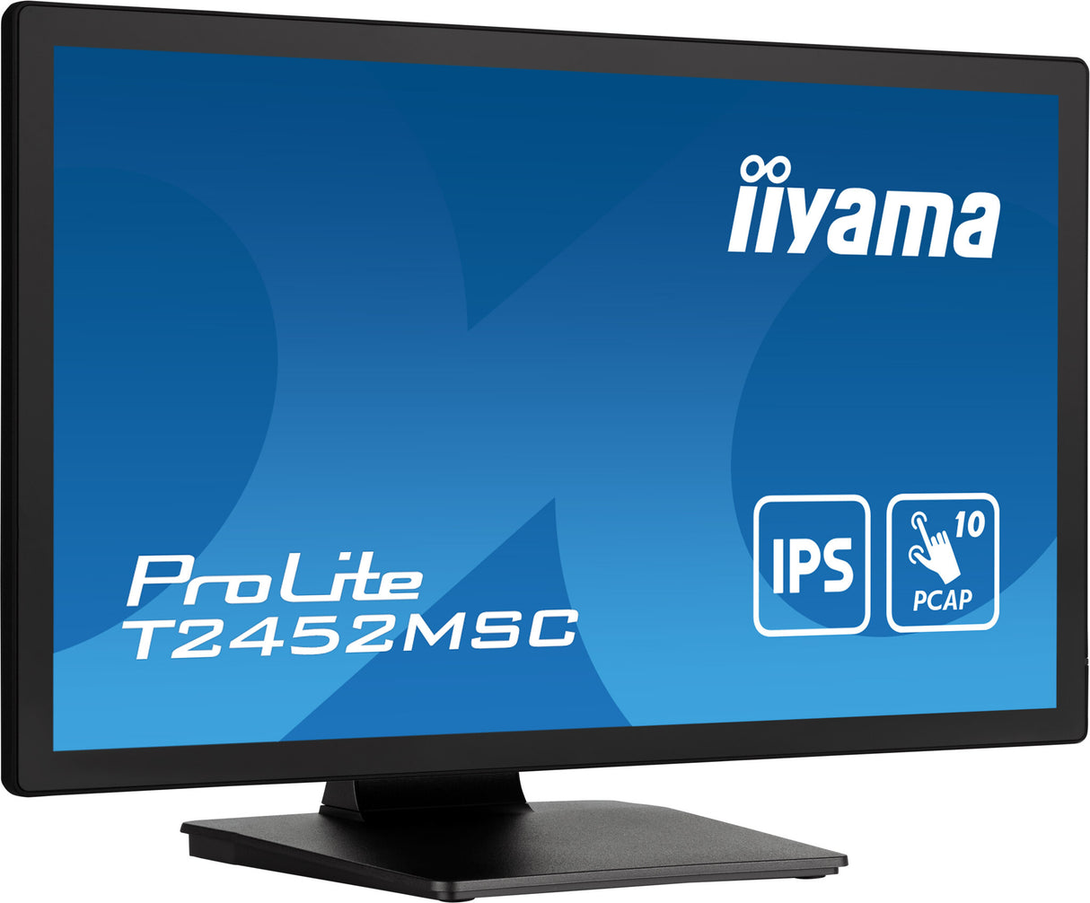 iiyama ProLite 23.8” PCAP 10pt touchscreen monitor featuring IPS panel technology, Edge-to-Edge glass design and anti fingerprint coating