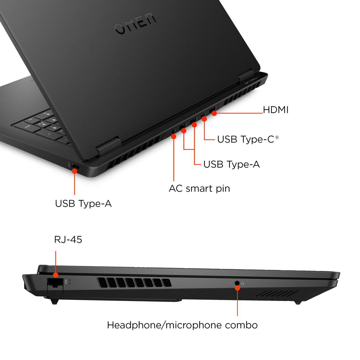 HP OMEN Gaming 17-db1000na Copilot+ PC AMD Ryzen AI 7 350 Laptop 43.9 cm (17.3") Full HD 16 GB DDR5-SDRAM 1 TB SSD NVIDIA GeForce RTX 5060 Wi-Fi 6 (802.11ax) Windows 11 Home Black