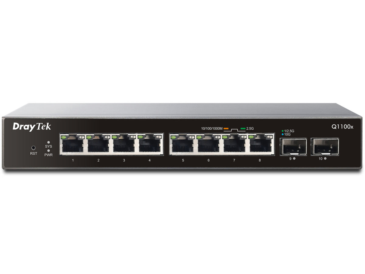 DrayTek VigorSwitch Q1100x Switch with 8 x 2.5GbE ports & 2 x 10Gbps SFP+ slots