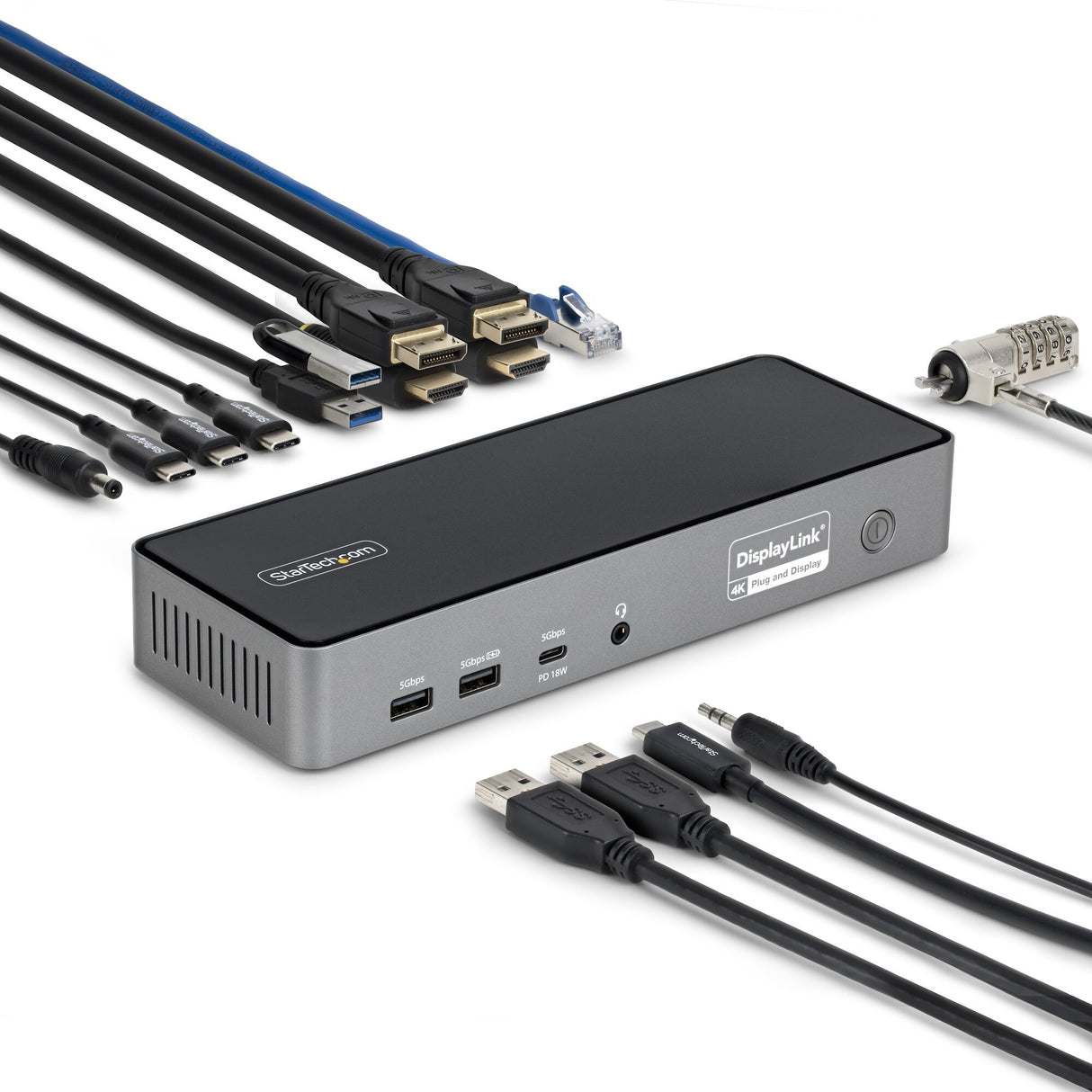 StarTech.com Triple-Monitor USB-C Docking Station, 140W Laptop Charging Dock for MacBook Pro and Windows, 4K 60Hz HDMI or DisplayPort, TAA