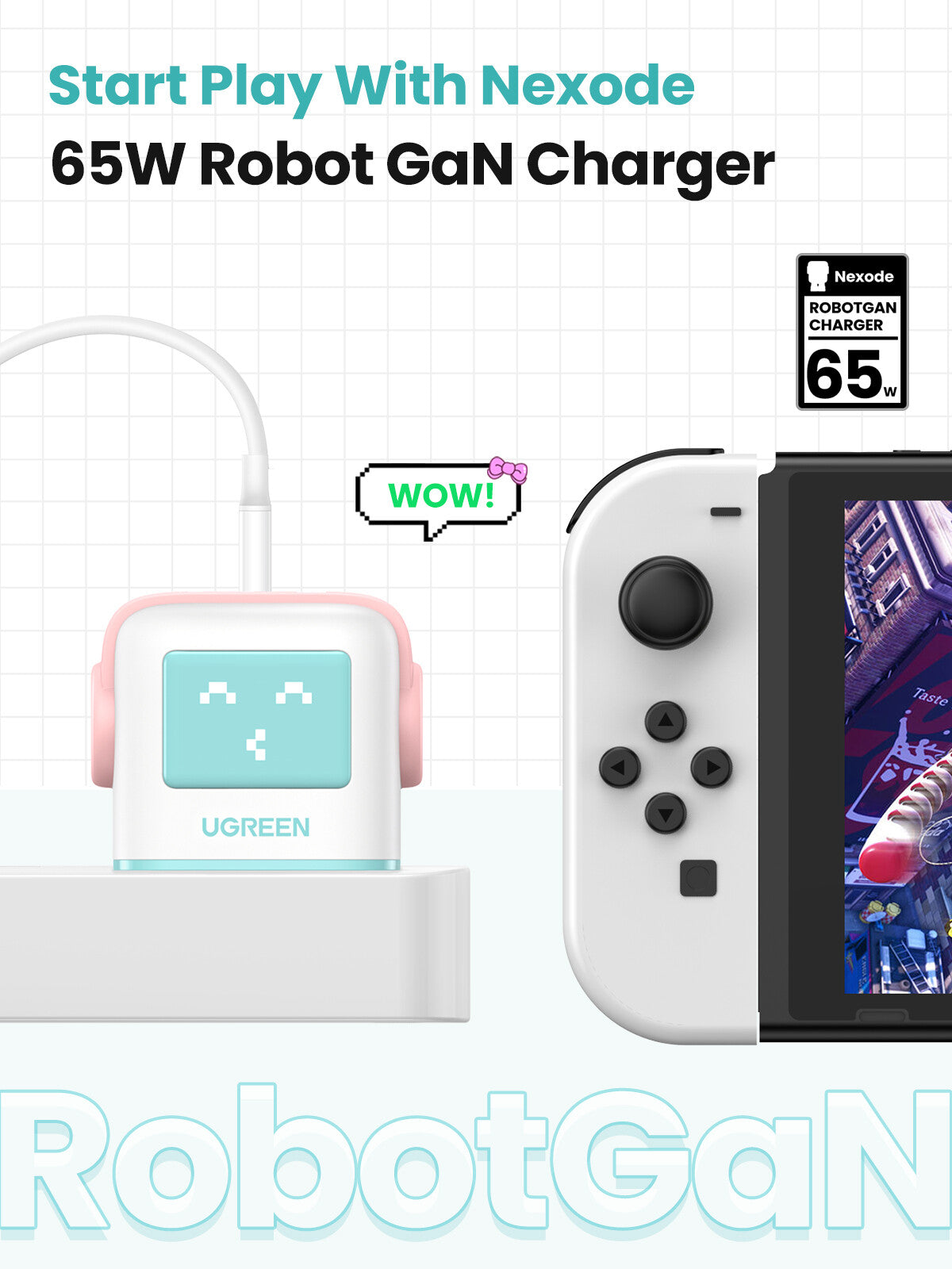 Ugreen USB-A+2C 65W UNO GAN CHARGER Mobile computer, Mobile phone, Laptop, Power bank, Tablet, Watch, Wearables AC, Lightning, USB Indoor